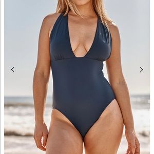 Summersalt Plunge one piece bathing suit in Deep Sea